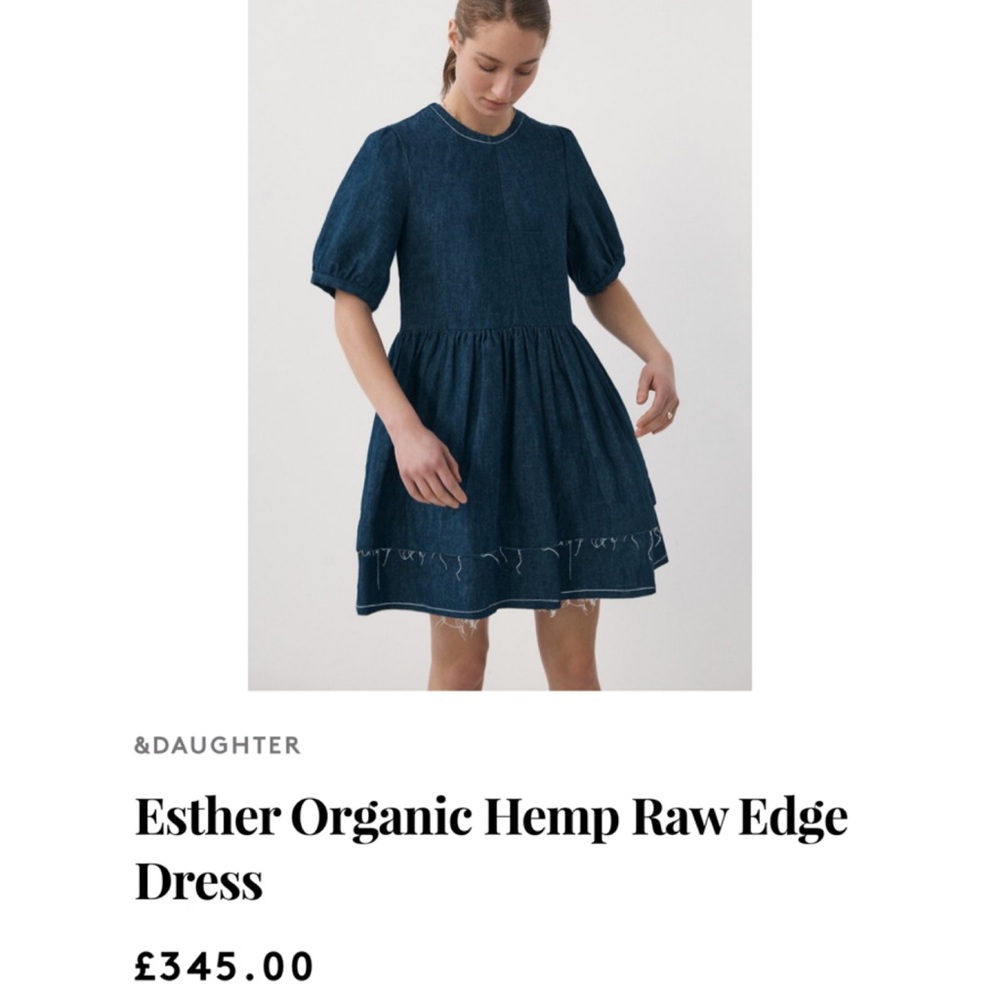 &daughter Esther Organic Cotton Hemp Raw Edge Denim Mini Dress UK8 | US4 - Picture 3 of 9